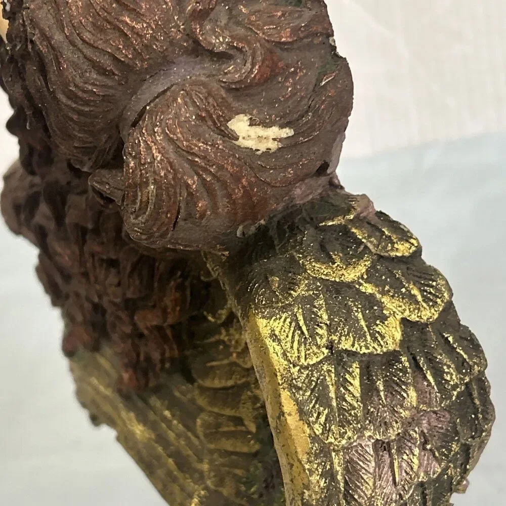 Vintage Angel Cherub Corner Door Mount Wall Decor Golden Gilt Holiday Religious